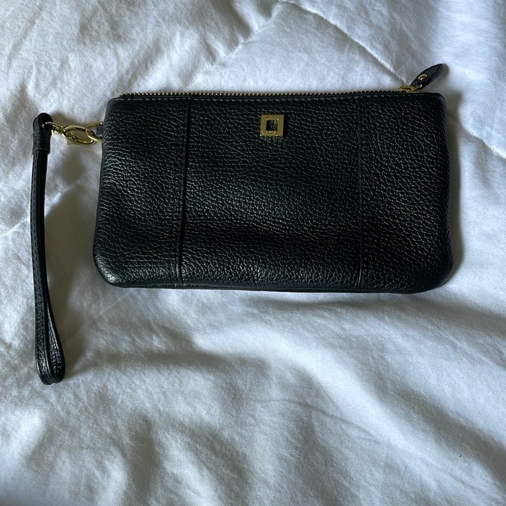 Lodis |Black|Olivia|Leather |Pebbled|Wristlet|Removable Card Stacker Insert|NWOT